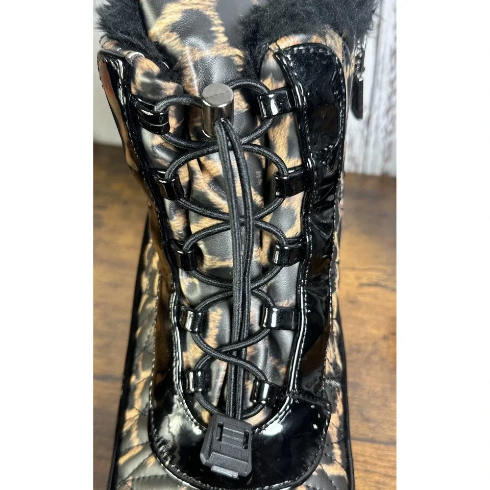 Khombu Molly Waterproof‎ Side-Zip Winter Ankle Boots Women's 8.5 Black Leopard